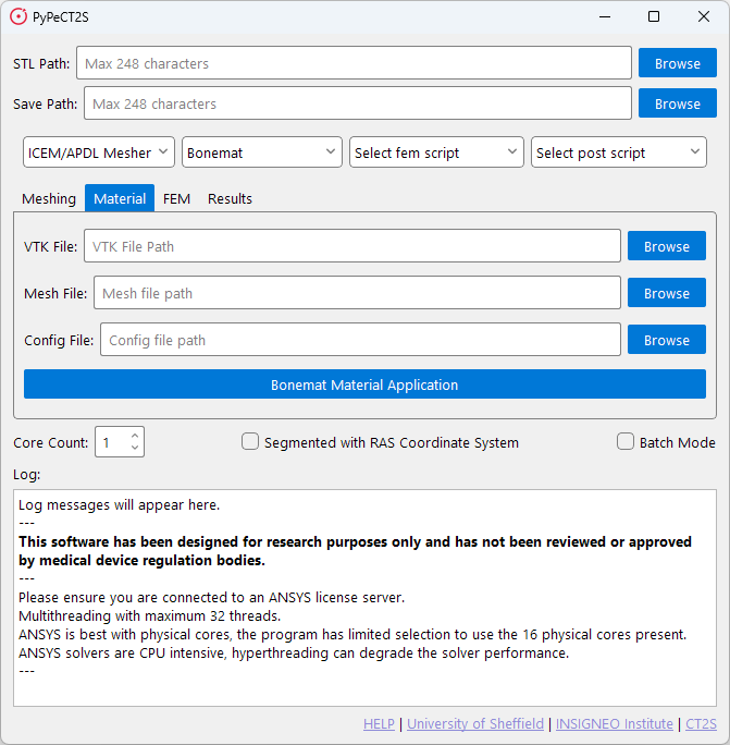 Image of the material tab in PyPeCT2S